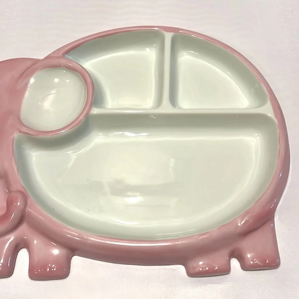 Studio Nova Japan Baby Kids Porcelain Divided Dinner Plate Pink Elephant NEW